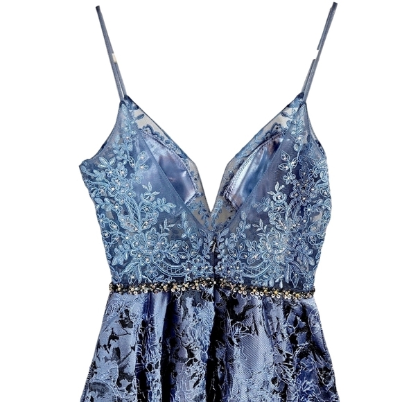 Coya Collection Blue Lace Sheer Illusion Fit & Flare Dress - Picture 8 of 12